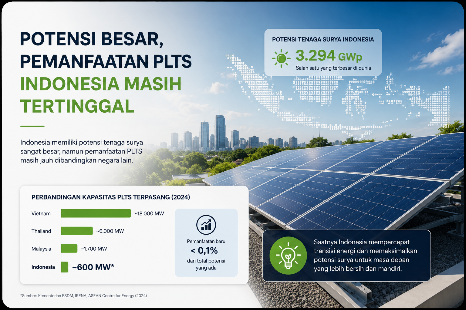 Potensi Besar, Pemanfaatan PLTS Indonesia Masih Tertinggal